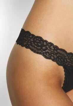 Anna Field 10Pp Cotton And Lace Thong - String - Black -Mode Lingerie Winkel 1e3643c56d2f40289953e14d52bb3ace