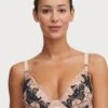 Chantelle Fleurs Bra Plunge - Beugel Bh - Golden Beige/Black